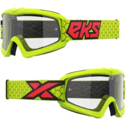 EKS Brand XGrom Flo Yellow/Black/Fire Red Clear Kids Goggles