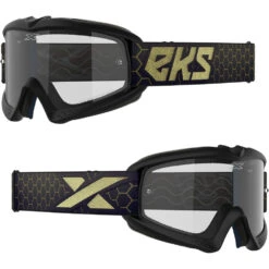 EKS Brand XGrom Black/Metallic Gold Clear Kids Goggles