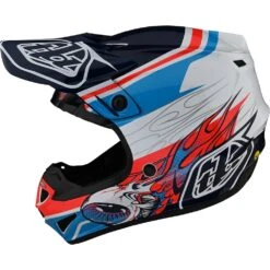 Troy Lee Designs 2023 SE4 Poly Skooly Blue/Orange Helmet -Motocross Equipment 109328012 c 1