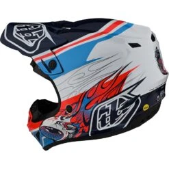 Troy Lee Designs 2023 SE4 Poly Skooly Blue/Orange Helmet -Motocross Equipment 109328012 c 2