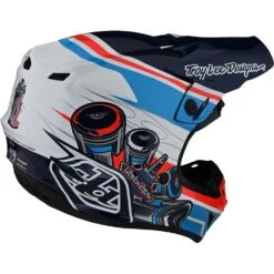 Troy Lee Designs 2023 SE4 Poly Skooly Blue/Orange Helmet -Motocross Equipment 109328012 c 4