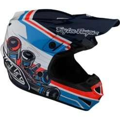 Troy Lee Designs 2023 SE4 Poly Skooly Blue/Orange Helmet -Motocross Equipment 109328012 c 6