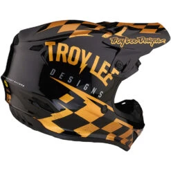 Troy Lee Designs 2023 SE4 Poly Race Shop Black/Gold Kids Helmet -Motocross Equipment 112208003 c 3