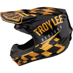 Troy Lee Designs 2023 SE4 Poly Race Shop Black/Gold Kids Helmet -Motocross Equipment 112208003 c 6