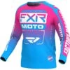 FXR 2024 Clutch Cyan/E-Pink Kids Jersey -Motocross Equipment 243305 4294 c