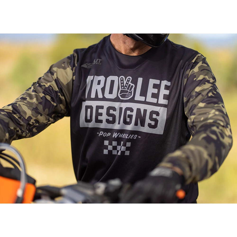 Troy Lee Designs 2022 Scout GP Peace & Wheelies Camo Green Jersey 5 Troy Lee Designs 2022 Scout GP Peace & Wheelies Camo Green Jersey - Image 3