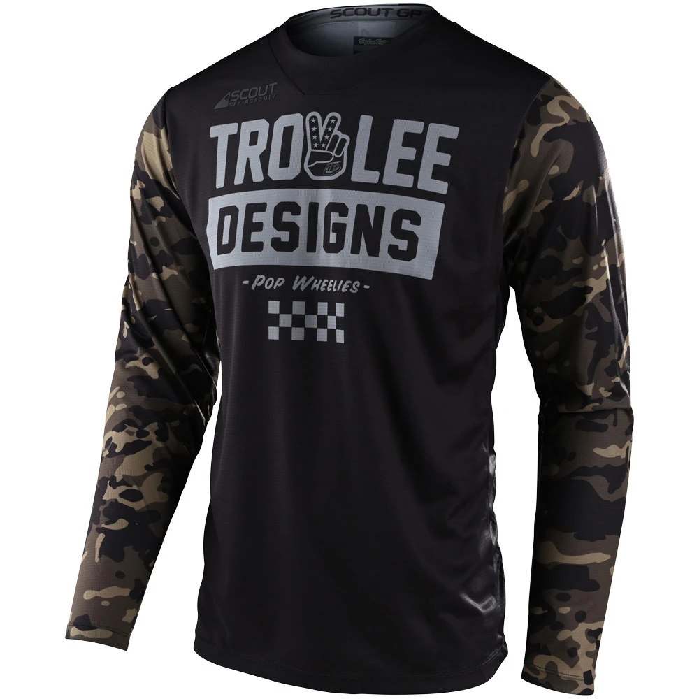 Troy Lee Designs 2022 Scout GP Peace & Wheelies Camo Green Jersey 3 Troy Lee Designs 2022 Scout GP Peace & Wheelies Camo Green Jersey