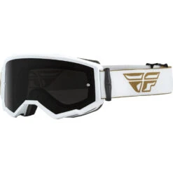 Fly Racing Zone Gold/White Dark Smoke Kids Goggles