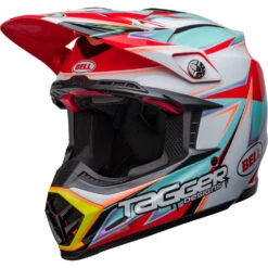 Bell 2024 Moto-9S Flex Tagger Edge White/Aqua Helmet -Motocross Equipment BE7148462 c 2