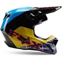 Fox 2023 LE V1 Barbed Wire Black/Blue Helmet -Motocross Equipment FO30435013 c 3