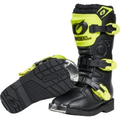Oneal 2024 Rider Pro Neon Yellow/Black Peewee Boots -Motocross Equipment ON0336599 c 1