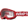 100% Percent Strata 2 Red Clear Goggles -Motocross Equipment ONE 50027 00018